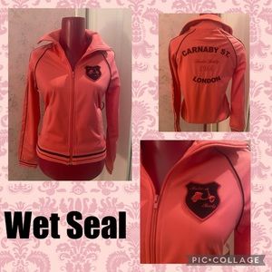 Rare Vintage y2k Wet Seal zip up bomber pink jacket size medium